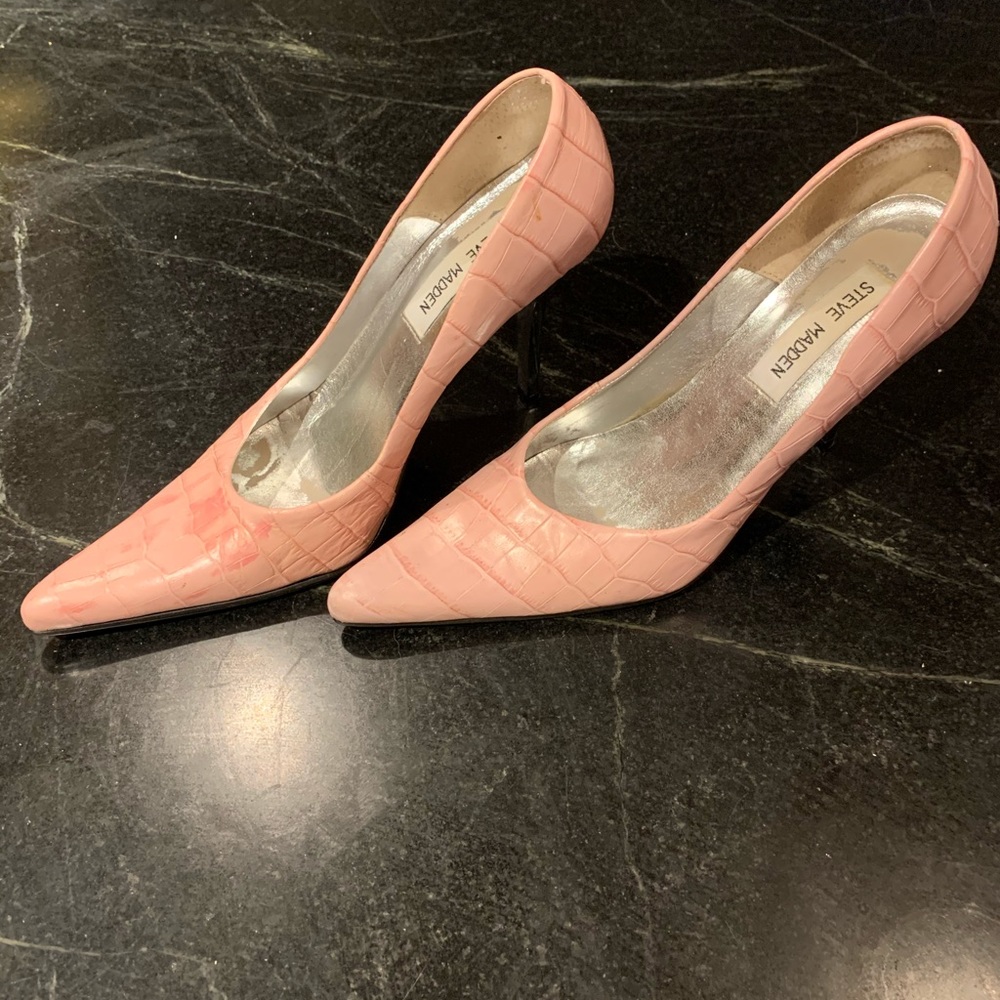 Pink Croc Steve Madden Pump 6 Silver Heels 🎆